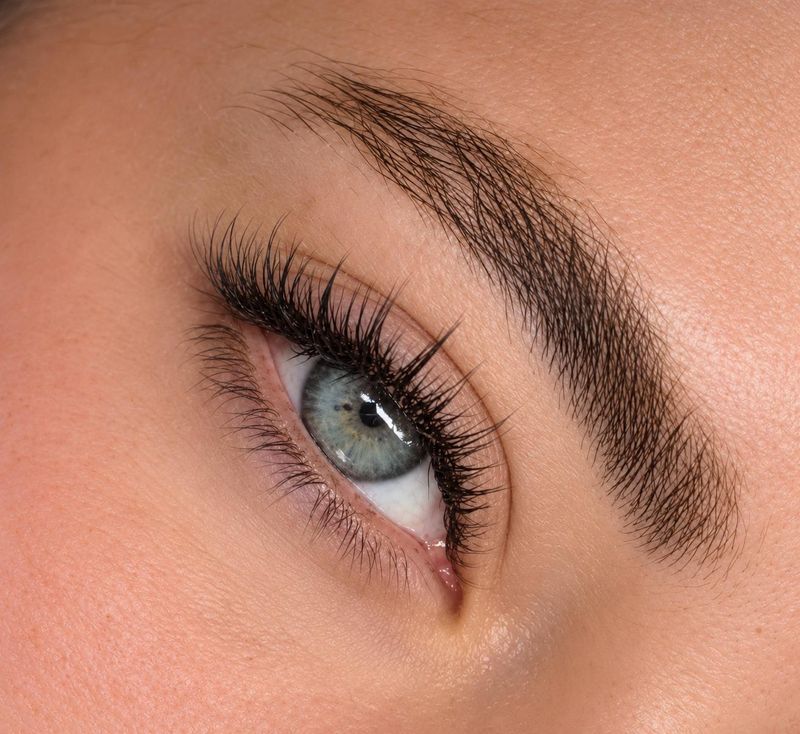 Close dos olhos com extensão de cílios no Efeito Molhado